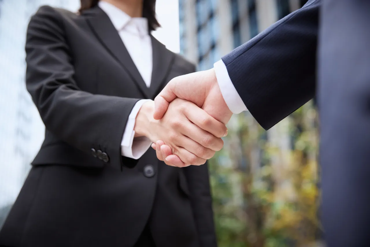 close up shot of handshake